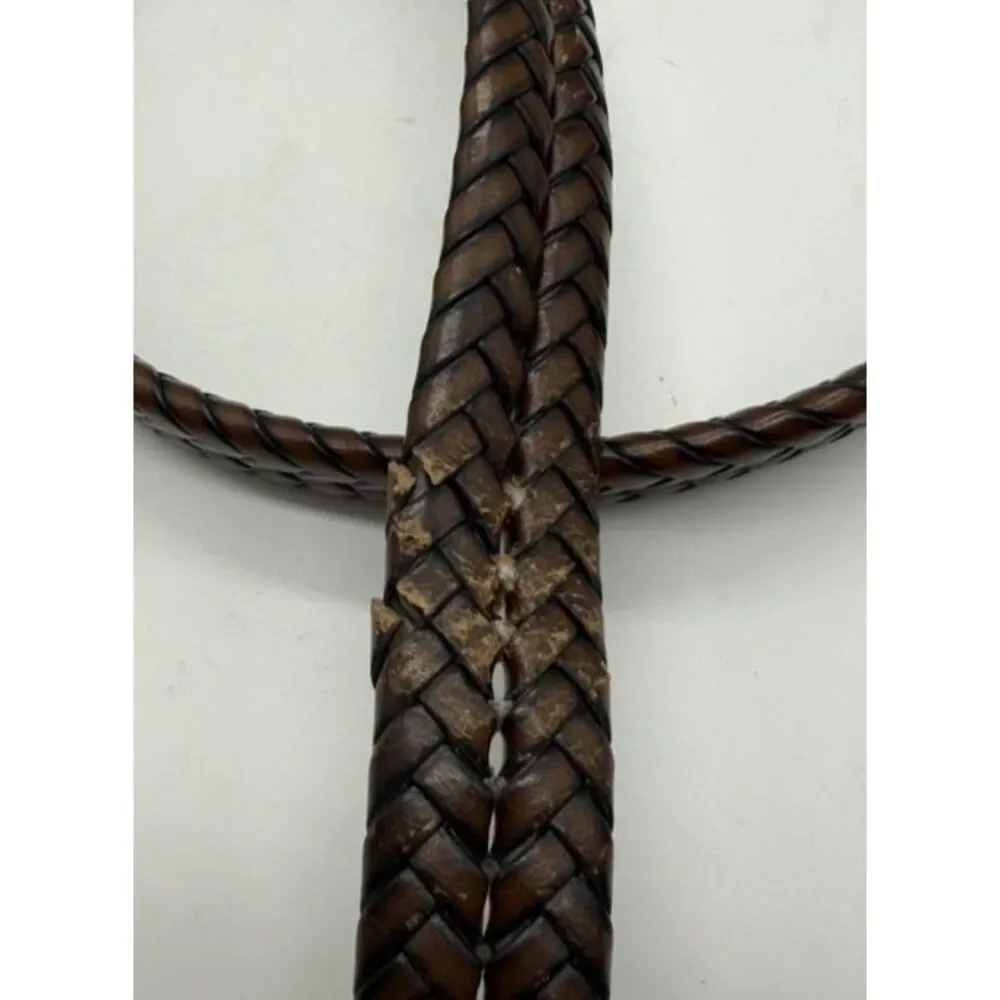Fossil Belt Mens‎ 40 Braided Woven Leather Brass Buckle Casual Classic